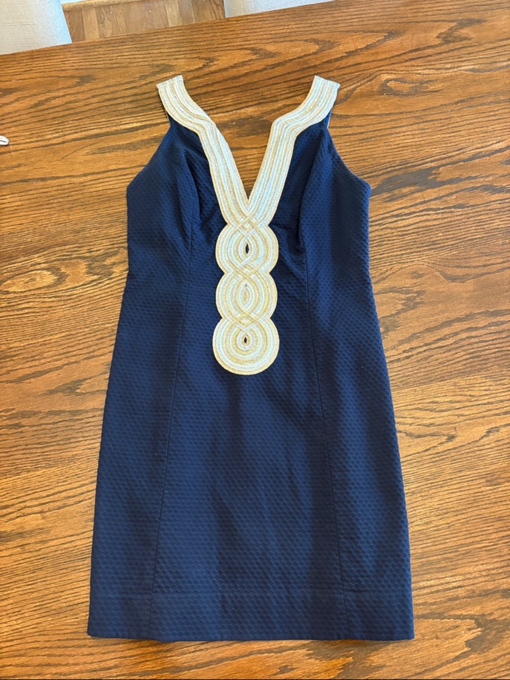 Lilly Pulitzer Navy Dress with Cream Trimmed Plunge